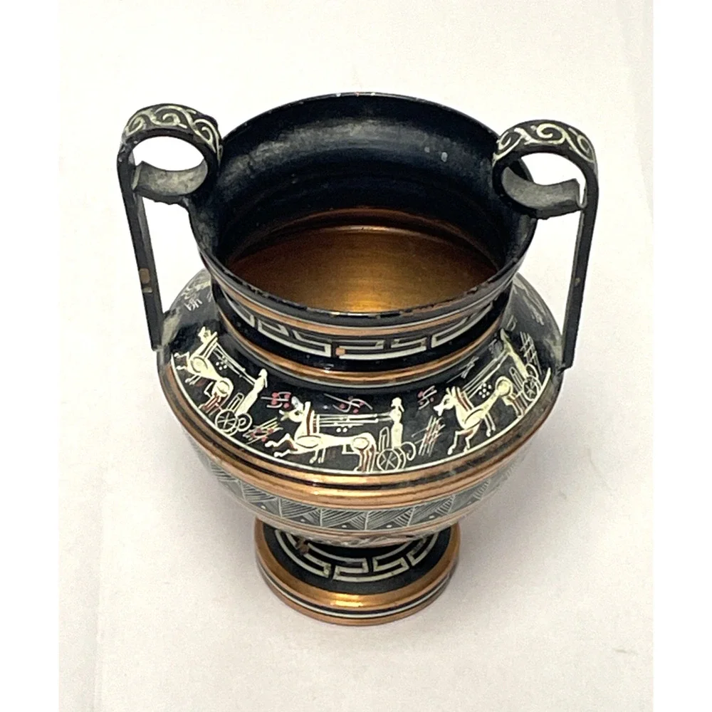 Greek Amphora Vase Hand Made in Greece Copper Black Urn 6